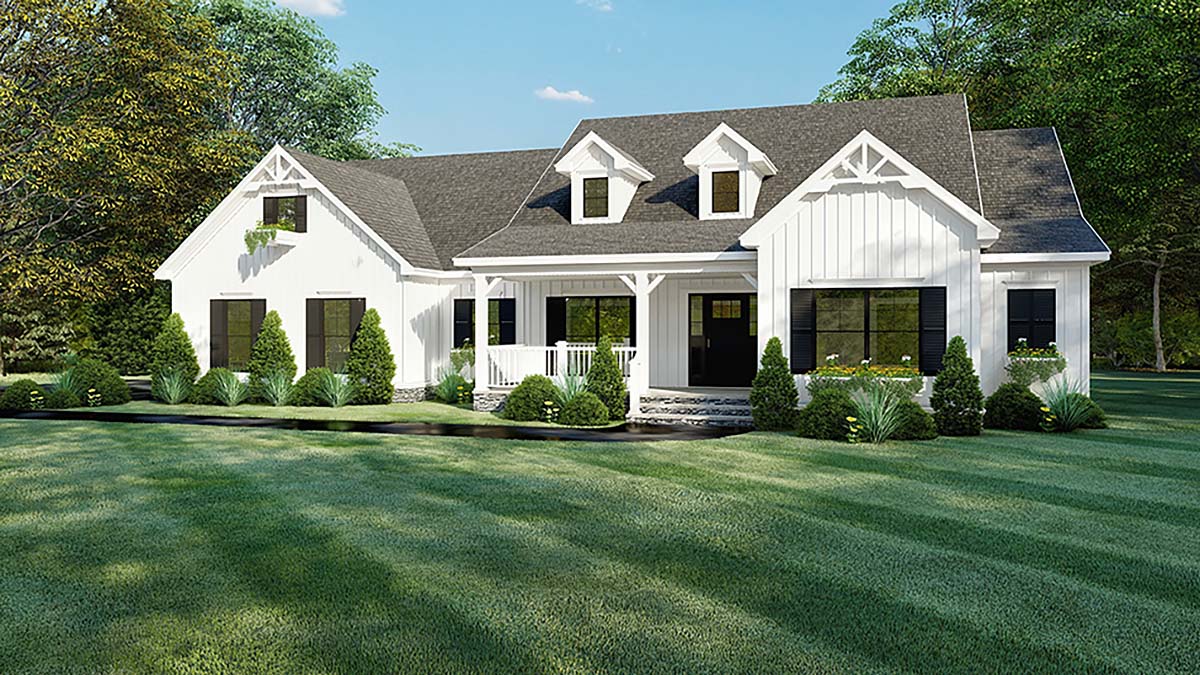 4 Bedroom Farmhouse Plan With Covered Porches And Open Layout Coolhouseplans Blog