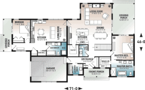 COOL House Plan Number 76572 Ranch House Plan With In Law Suite 300x187 